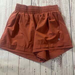 Apana High-Waisted Athletic Running Shorts - Rust Orange, Size S